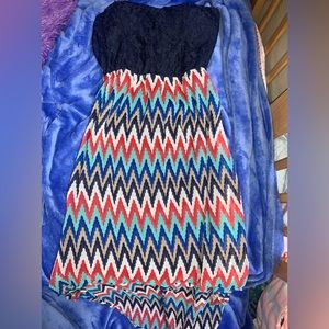 Large Hi-Lo strapless open back summer dress